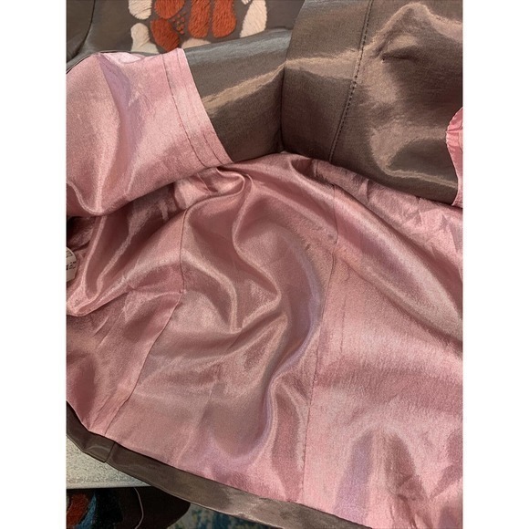 Elaine Collection New York Satin Blouse Top Crop Jacket Embroidered Floral Sz M - Picture 7 of 9